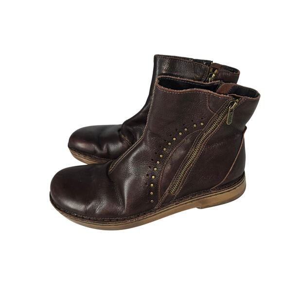 NAOT Cetona Studded Boot Women's 10-10.5(41) Brown Leather Comfort Dual Zipper - Picture 1 of 6